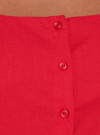 Tassia Square Neck Button Front Mini Dress Red