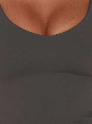 Daily Define V Neck Tank Top Charcoal
