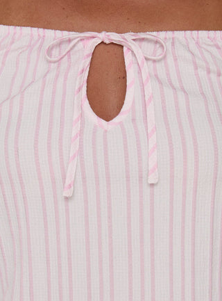 Calthea Puff Sleeve Top Pink Stripe
