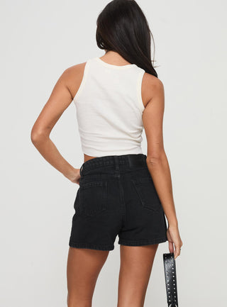 Saldana Shorts Washed Black Denim