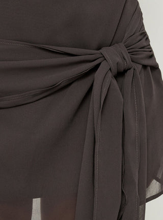 Sadiana Strapless Drape Mini Dress Slate Grey