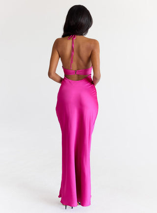 Odyssa Halter Maxi Dress Magenta