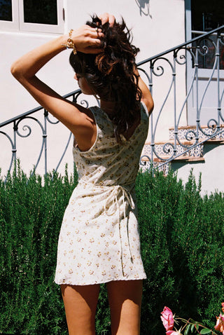 Nellie Mini Dress White  Yellow Floral