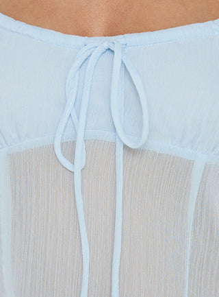 Fabriana Babydoll Sheer Top Blue