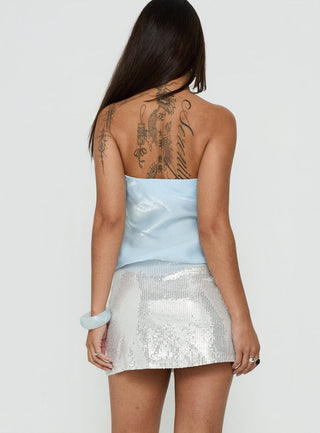 Rosabetta Strapless Tiered Mini Dress Blue / Silver