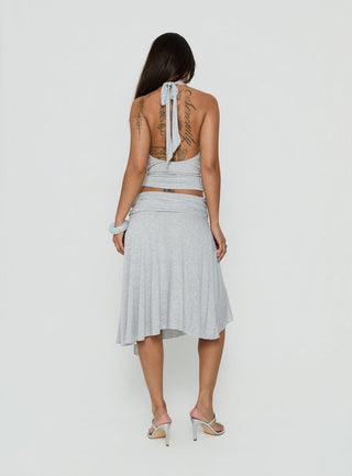 Iselda Draped Midi Skirt Grey Marle