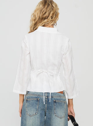 Taelynn 34 Sleeve Button Up Shirt White