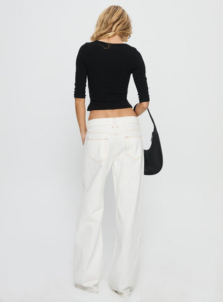 Top Model Low Rise Straight Leg Jeans Porcelain