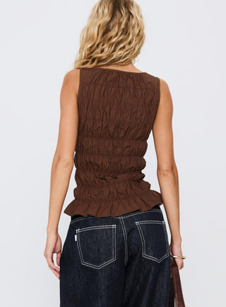 Marleene Shirred Top Chocolate