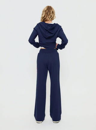 Kari Distressed Patch Track Pant Navy Multi