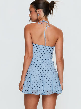 Delamere Mini Dress Blue  Navy Polka