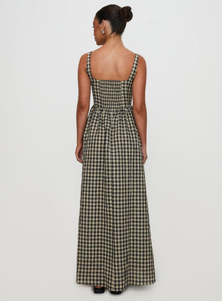 Cartmel Check Maxi Dress Black  Cream
