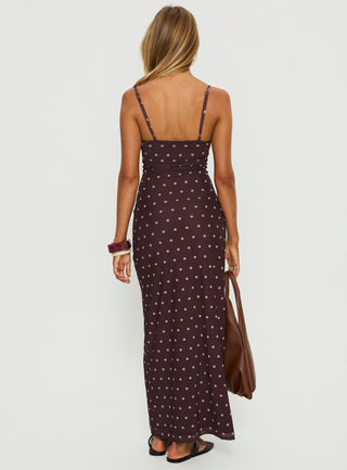 Glass Half Full Mesh Maxi Dress Plum  Pink Polka Dot