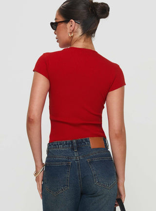 Suzu Knit Top Red