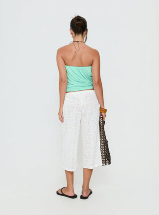 Kiss Me Quick 3/4 Lace Drawstring Pants White