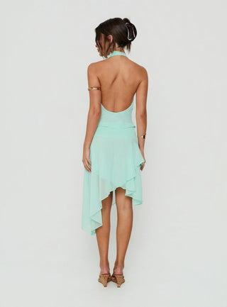 Evaleine Asymmetrical Chiffon Midi Skirt Blue