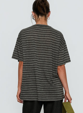 Zaydee Oversized Tee Grey  Black Stripe