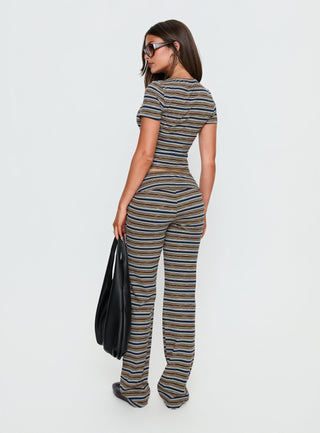 Manolo Foldover Pants Brown  Grey Stripe