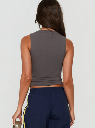 Camrynn High V Boxy Tank Top Slate