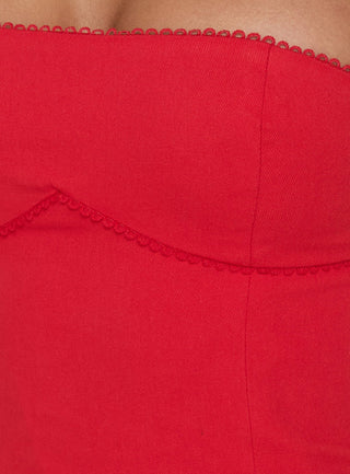 Austina Strapless Drop Waist Mini Dress Red