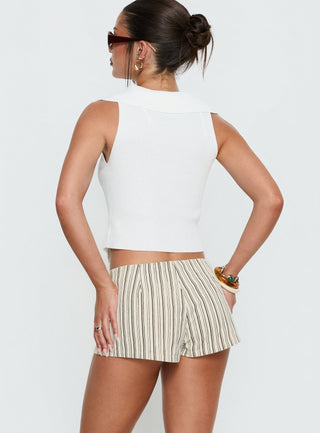 Ronnee Lace Up Shorts Cream Stripe