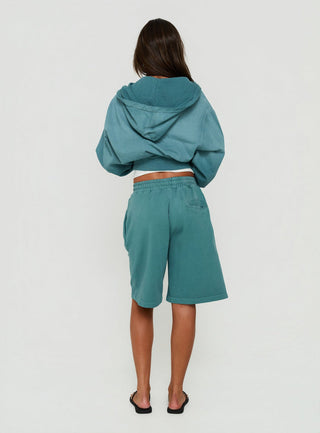 Fleece Baggy Jort Washed Teal