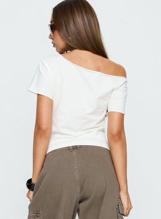 Starry Girl Loose Graphic Top White