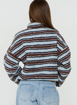 Quinee Polar Fleece Sweatshirt Brown / Blue Multi