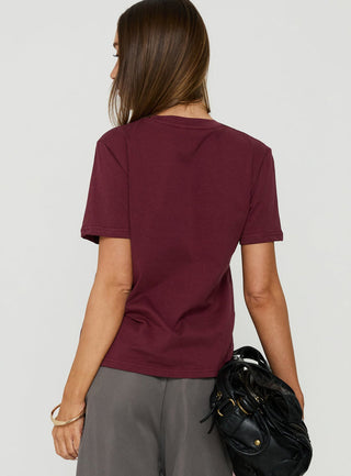 Stay Tuned Graphic Baby Tee Plum