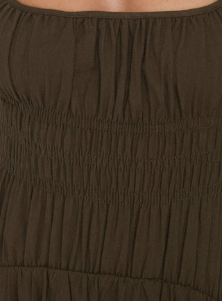 Magnolie Shirred Maxi Dress Green