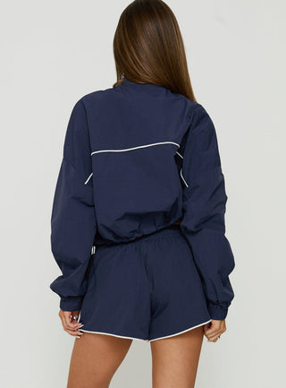 Shayyla Mid Rise Elasticated Waist Shorts Navy / White