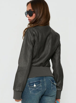 Marykate Funnel Neck Fitted Jacket Washed Black