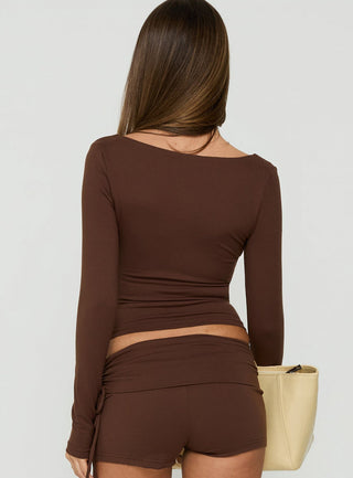 Evangelene Long Sleeve Top Chocolate
