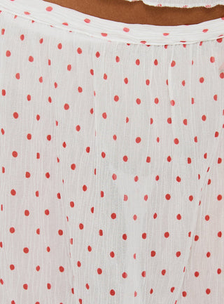 Ford Maxi Skirt White / Red Polka Dot