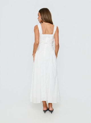 Mariette Panelled Midi Dress White