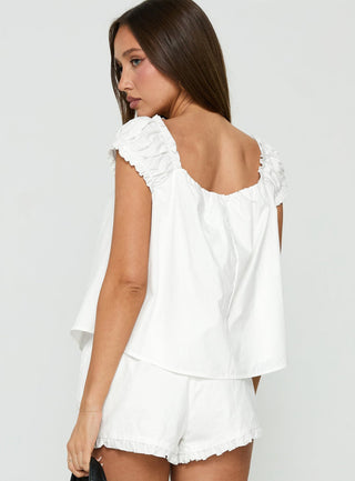 Luceah Tie Detail Babydoll Top White