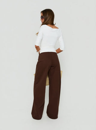 Hereos Mid Rise Baggy Leg Jeans Washed Chocolate