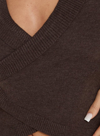 Camissa Knit Wrap Top Chocolate