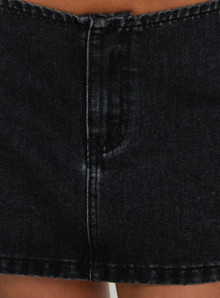 Adoriah No Waist Micro Mini Skirt Washed Black