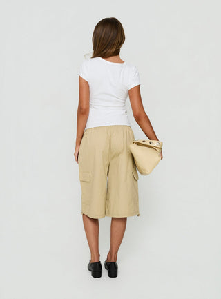 Allyza Baggy Cargo Shorts Stone