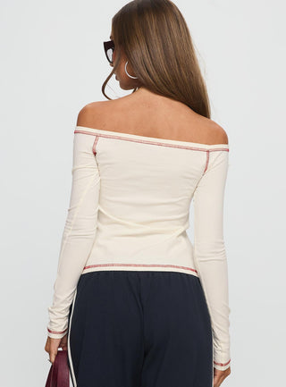 Athletics Club Long Sleeve Graphic Top Cream  Red