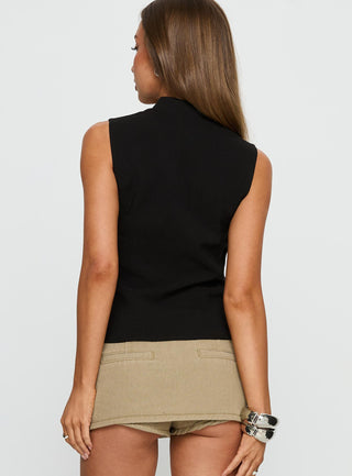Amry Lace Up Sleeveless Top Black