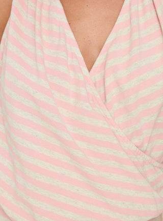 Joelie Halter Draped Mini Dress Pink / Grey Stripe