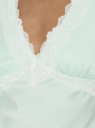 Laurelia Lace V Neck Mini Dress Jelly Mint