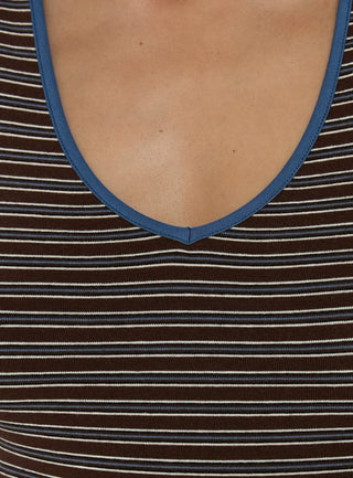 Truce V Neck Tank Top Multi Stripe