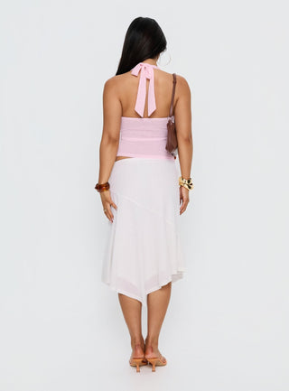 Adrea Asymmetrical Midi Skirt White