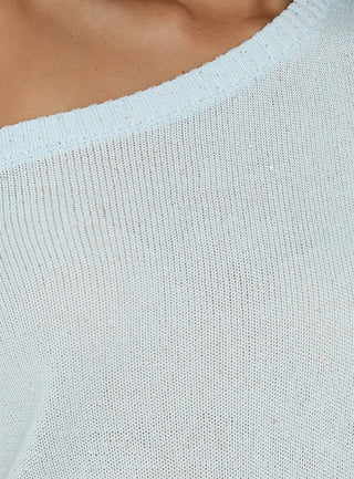 Idilia Off Shoulder Knit Mini Dress Blue