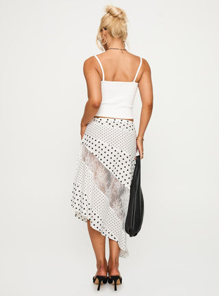 Rennar Maxi Skirt White  Polka Dot