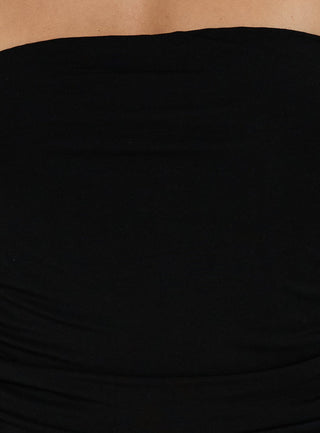 Adalisa Strapless Ruched Maxi Dress Black