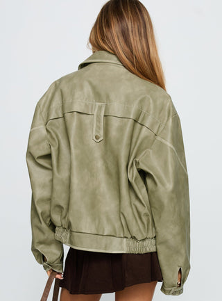 Jaxton Faux Leather Jacket Taupe